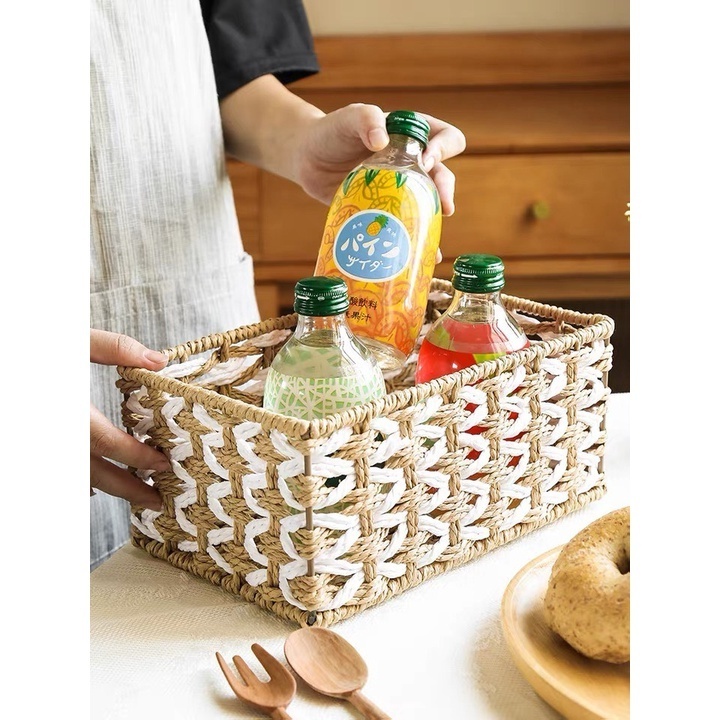 Best Quality Handmade Large Capacity Wicker Hamper Basket Paper Rope Storage Baskets for Bathroom Straws Type Bag