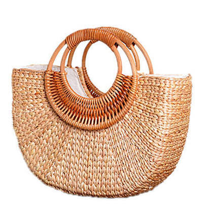 Water Hyacinth Bag Top Seller Rattan Bag Door Gift For Holiday Decoration Classic Style Light Brown Color Vietnam Manufacturer