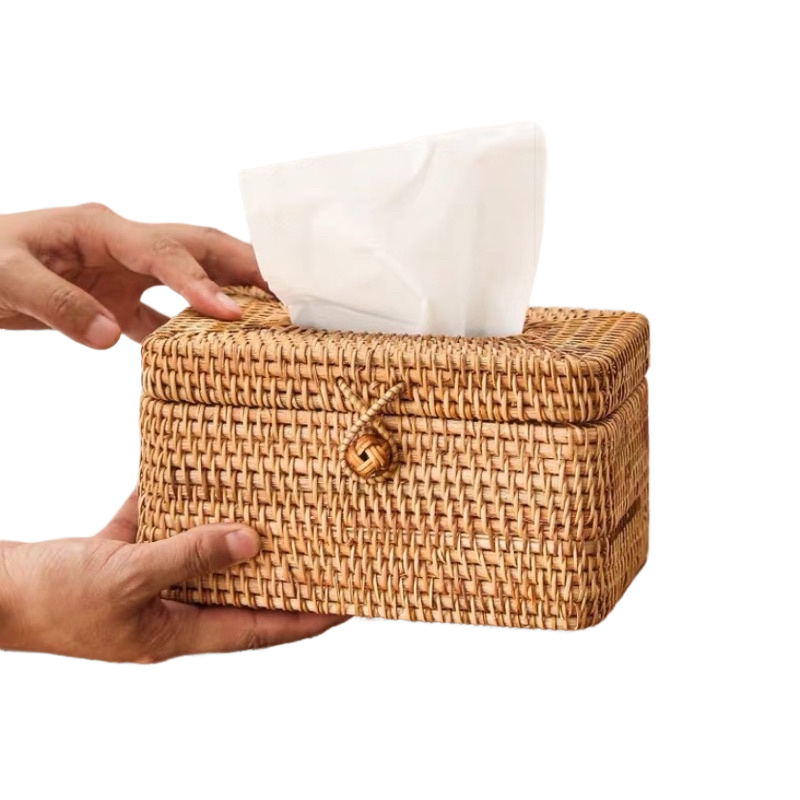 New Item Unique Wicker Rattan Tissue Box Cover Linen With Lids Bamboo Napkin Holder Table Accessories For Kitchen in Viet Nam