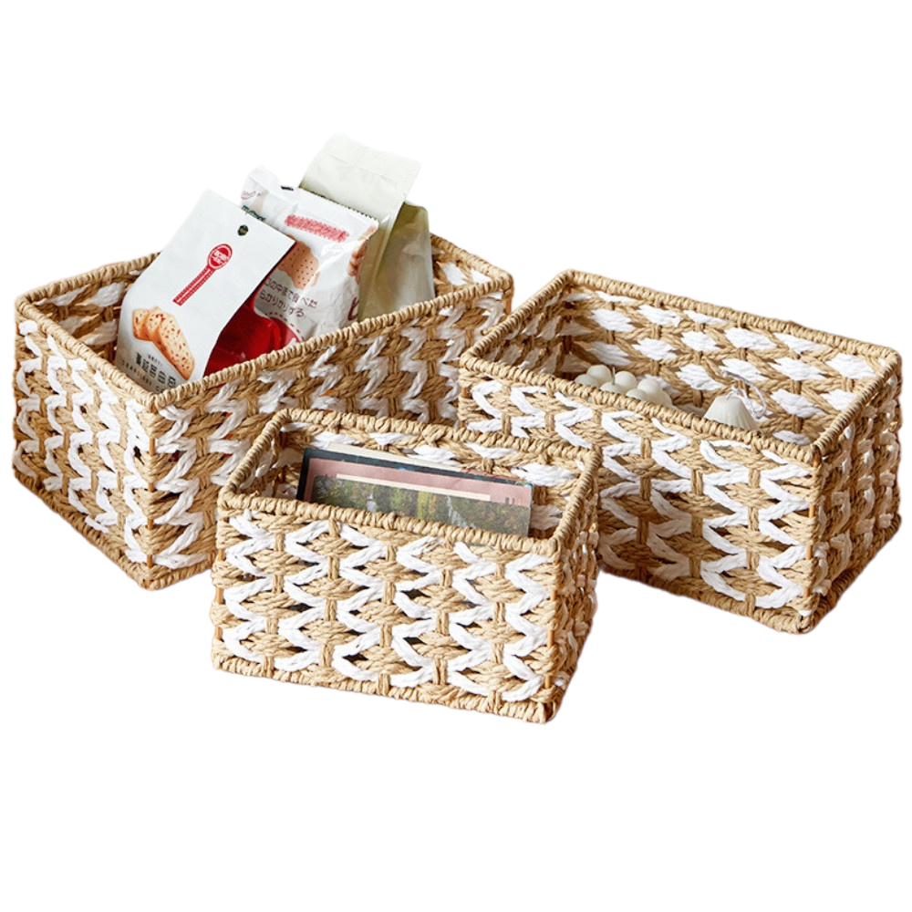 Best Quality Handmade Large Capacity Wicker Hamper Basket Paper Rope Storage Baskets for Bathroom Straws Type Bag