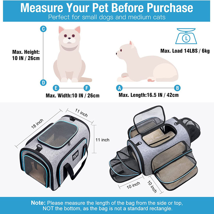 Top-Selling Airline Approved Expandable Pet Carrier for Dogs & Cats - 4-Side Expansion, Fleece Pad Included for Travel