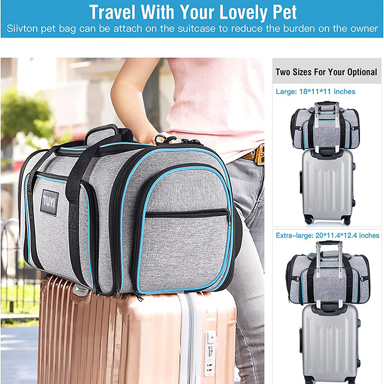 Top-Selling Airline Approved Expandable Pet Carrier for Dogs & Cats - 4-Side Expansion, Fleece Pad Included for Travel