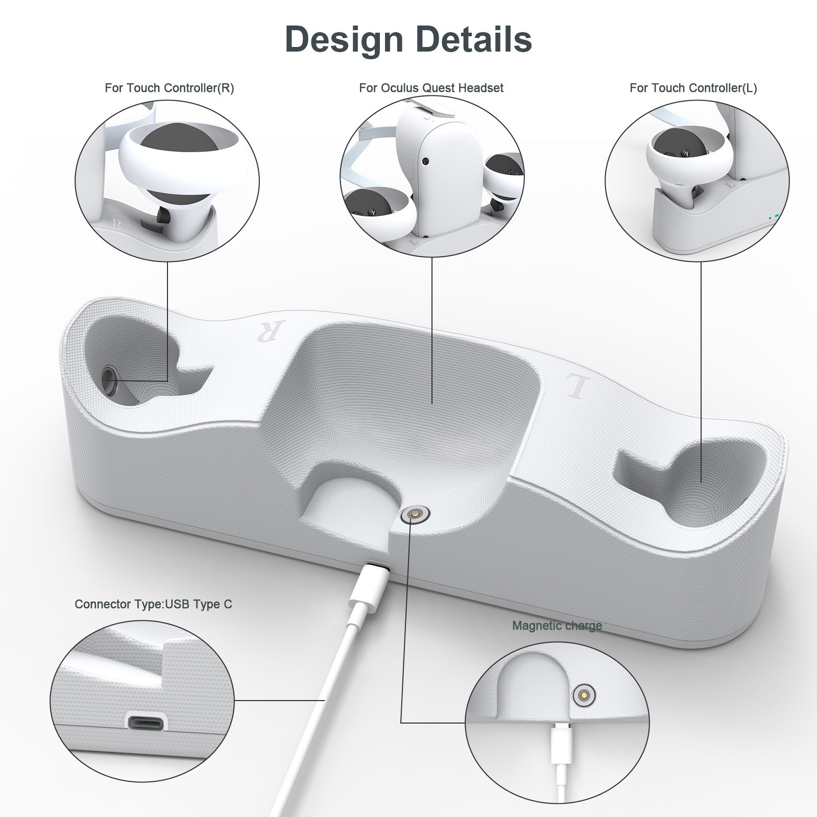 Meta VR Headset Charging Stand and Display Stand for Oculus Quest 2