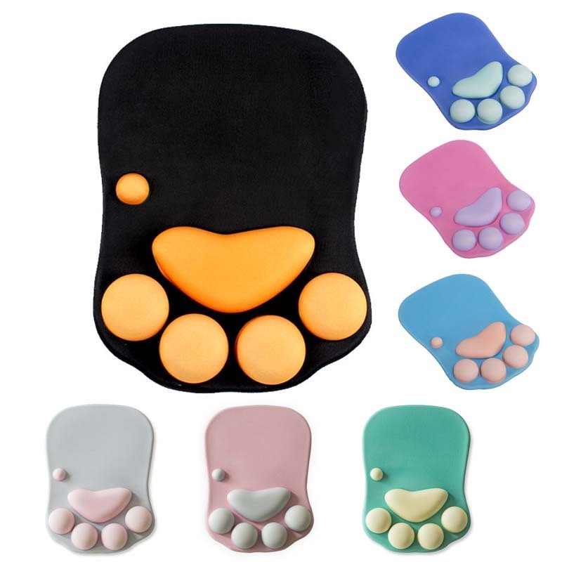 Cat Paw Mouse Pad with Wrist Support Cartoon Cute Cats Paw Soft Silicone Rests Wrist Cushion Fashion Rest Comfort Mouse Pats