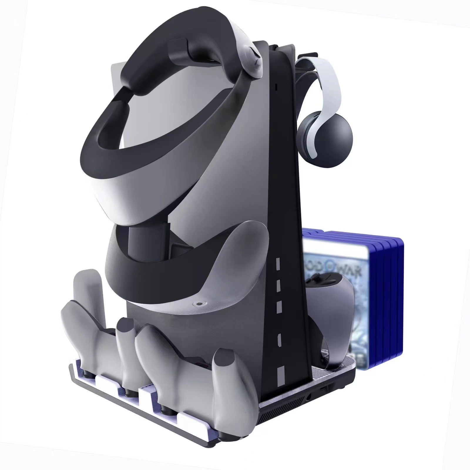 PS5 host multi-functional cooling base PSVR2/PS5 handle base filled with disc storage rack headphone hanger