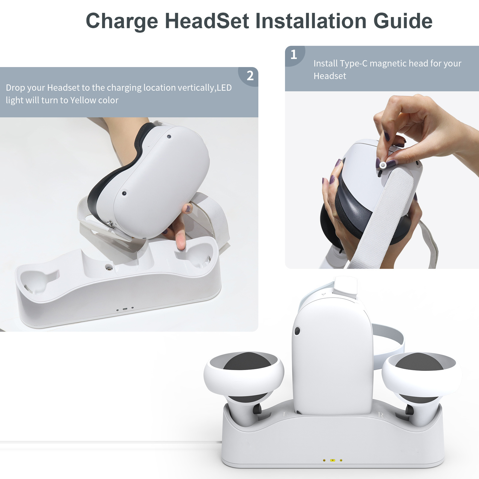 Meta VR Headset Charging Stand and Display Stand for Oculus Quest 2