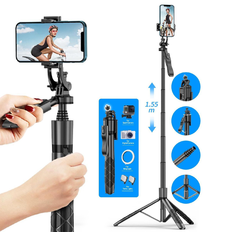 360 Rotating Hand Held Selfie Stick Umbrella Tripod Phone Extended Long Wireless Foldable Live Video Support L16