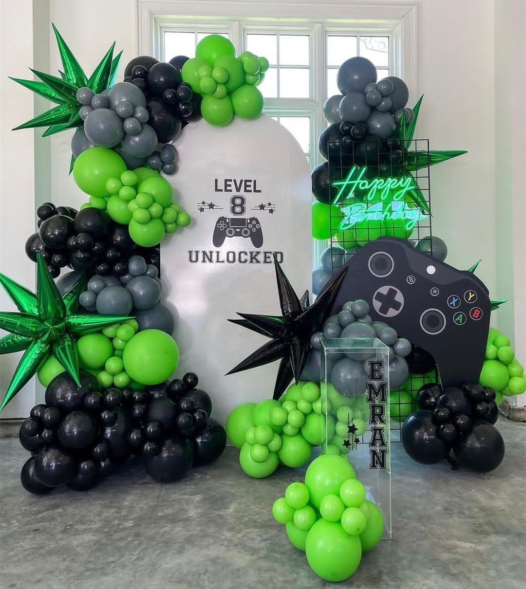 black green game theme Balloon Arch Garland kit for kid boy man birthday Father's day club Party Anniversary decoration