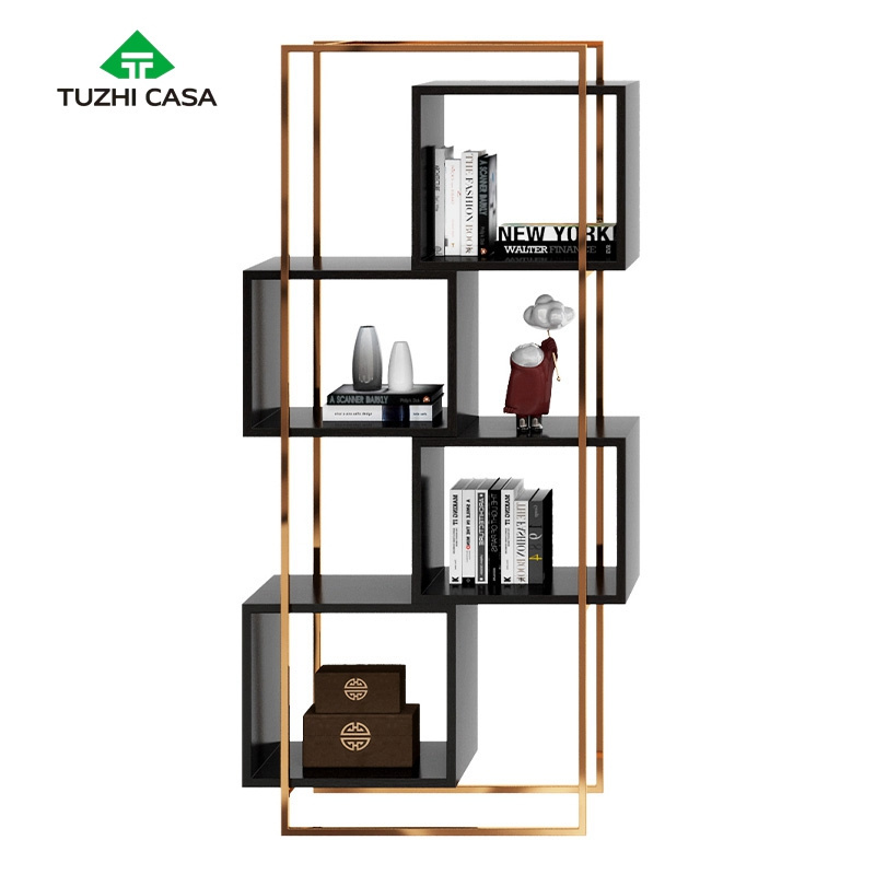 modern 3d spine metal frame steel iron aluminum gold bookcases display bookshelf