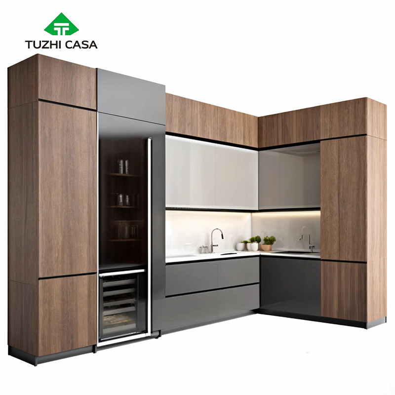 TUZHI CASA 2024 Kitchen Pantry Cabinet Supplier Mounted Customization Modular Wall Modern Wood Furniture Kitchen Cabinet