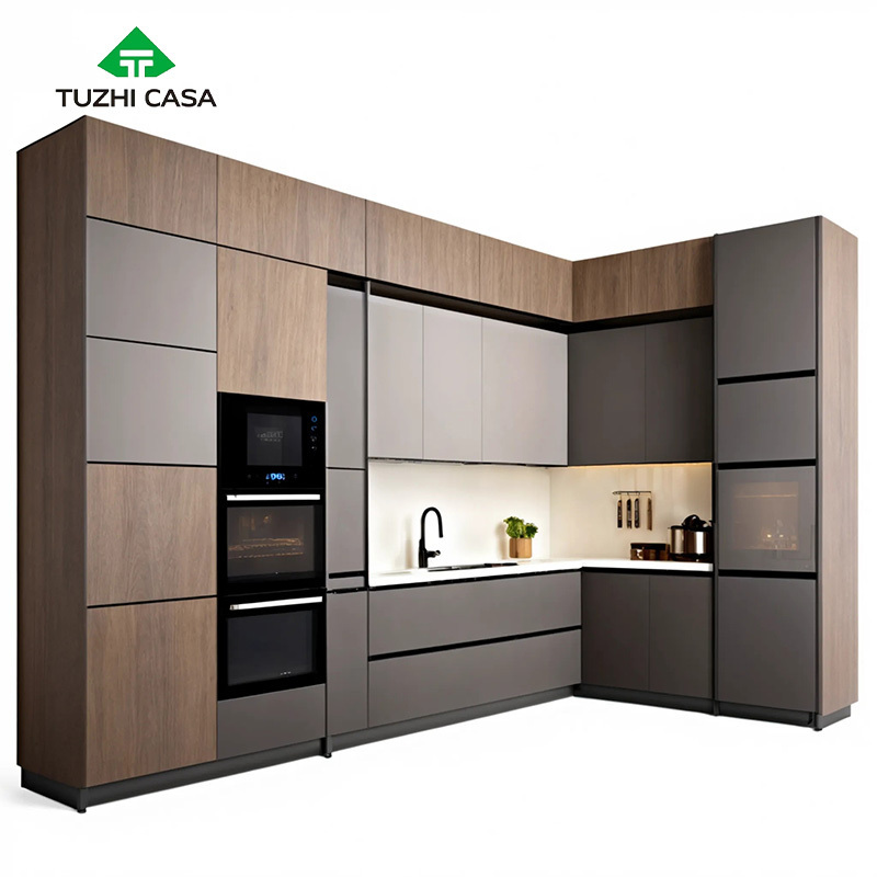 TUZHI CASA 2024 Kitchen Pantry Cabinet Supplier Mounted Customization Modular Wall Modern Wood Furniture Kitchen Cabinet