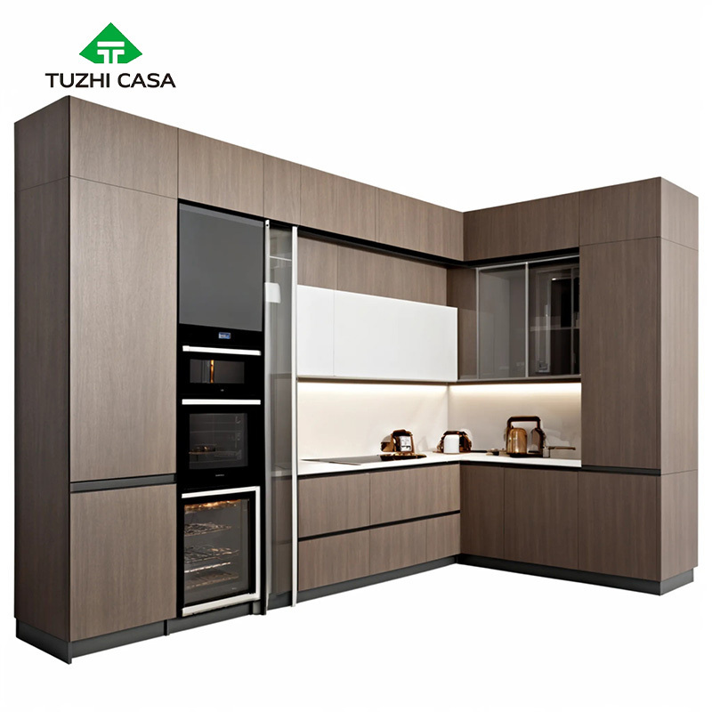 TUZHI CASA 2024 Kitchen Pantry Cabinet Supplier Mounted Customization Modular Wall Modern Wood Furniture Kitchen Cabinet