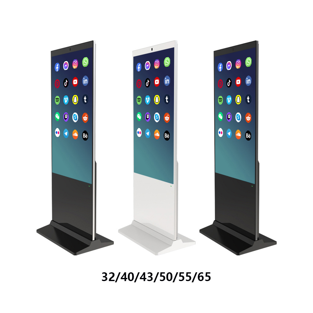 Factory Price Indoor Ultra Thin Floor Standing Touch Screen Lcd Display Advertising Player Totem Digital Signage Kiosk