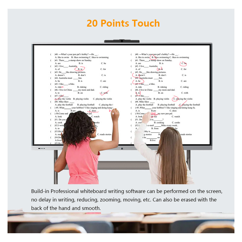 65 75 86 Inch Portable Finger Touchscreen Smart Board All In One Interactive Whiteboard Education Device For School Conference