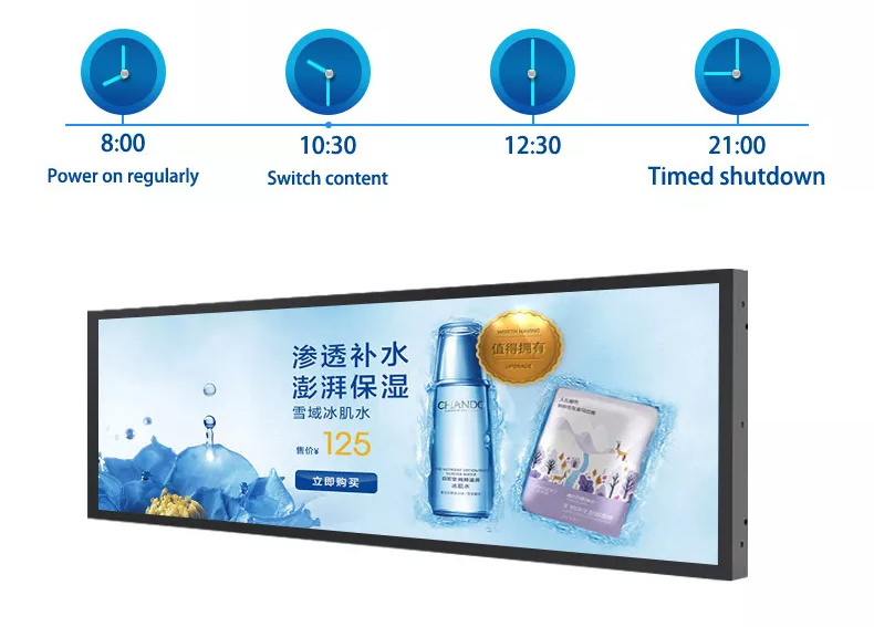 Free CMS 36 Inch High Resolution Ultra Wide Supermarket Advertising Shelf Edge Touch Screen 36 Inch Stretched Bar LCD Display