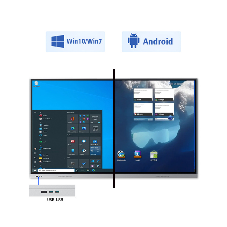 65 75 86 Inch Portable Finger Touchscreen Smart Board All In One Interactive Whiteboard Education Device For School Conference