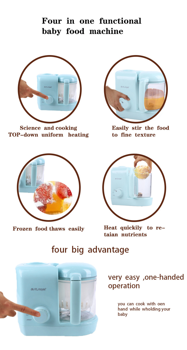 2023 Smart Portable Baby Food Processors and Steamer Multifunctional Baby Food Maker Steamer Chopper Blender Electric 300w 300