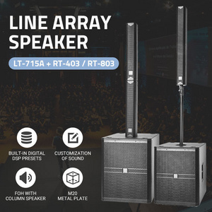 Portable Active Outdoor Audio Sound, Power Pa Speakers 8 X 15", Subwoofer Supported Mini Column Line Array Speaker System