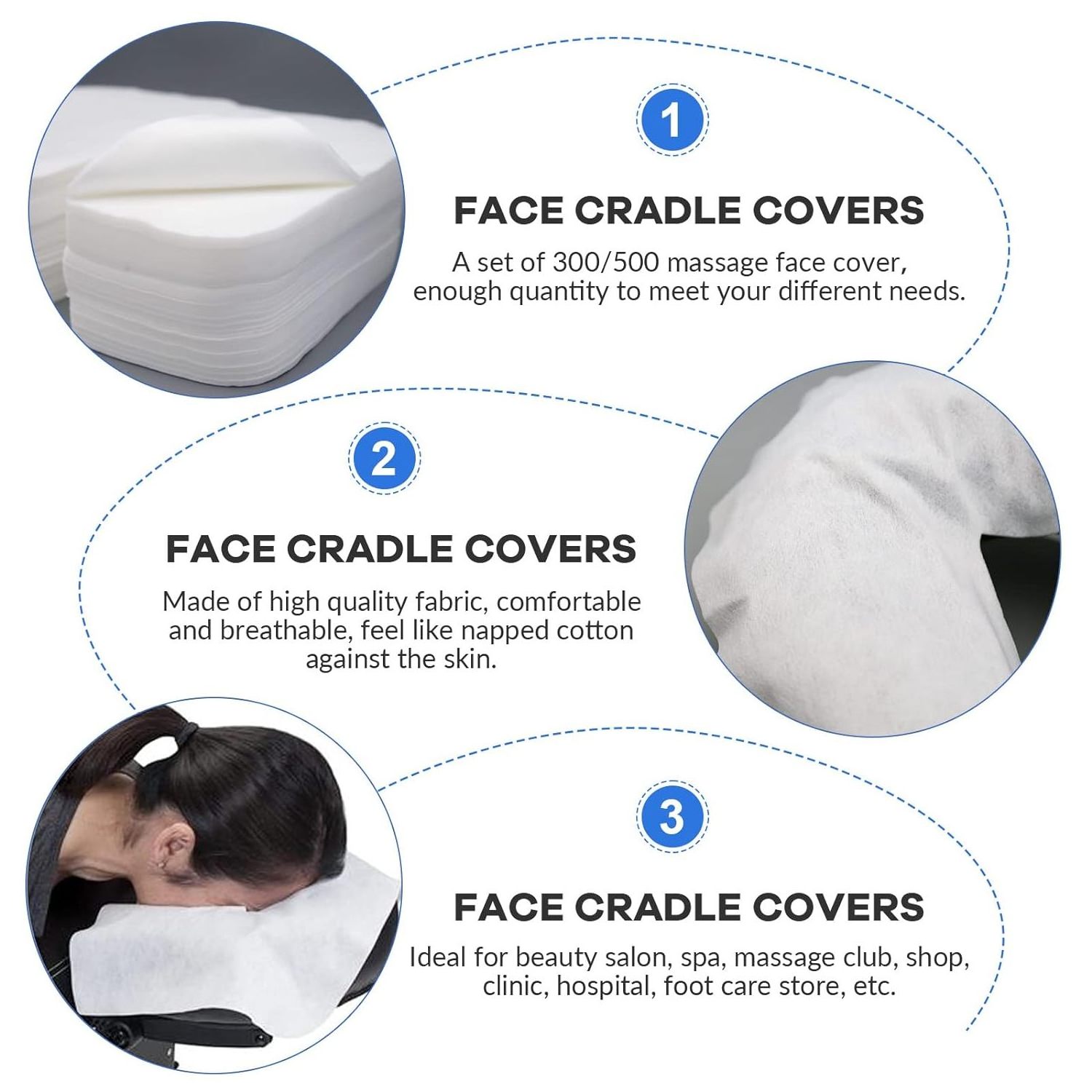 massage face cradle cover renewable disposable headrest covers Renewable face cover massage table