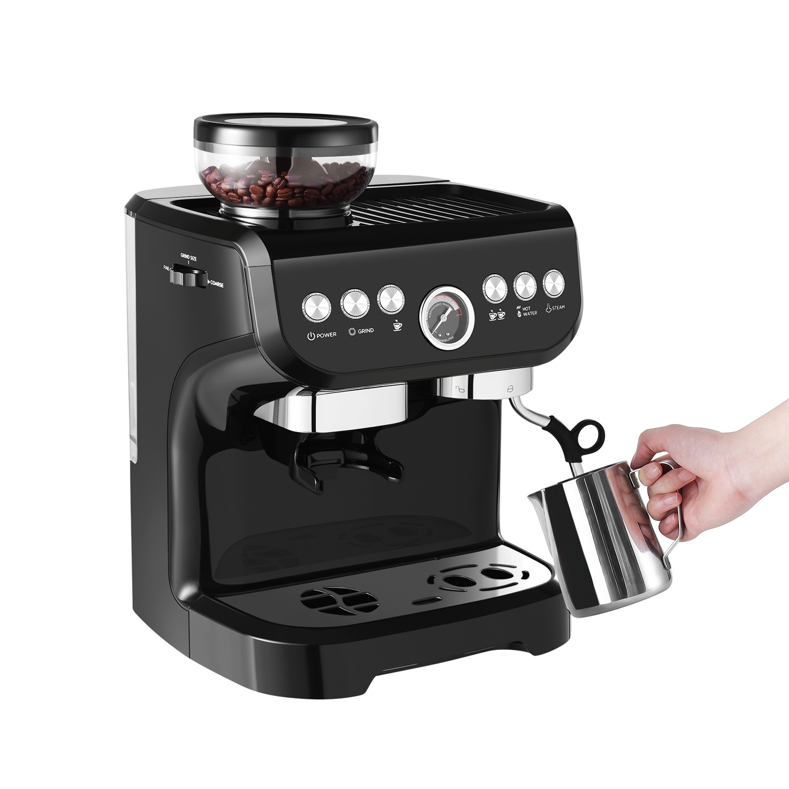 USA Warehouse Stainless Steel Espresso Machine Commercial Coffee Maker  Automatic Garland Steam Milk Frothing Machine