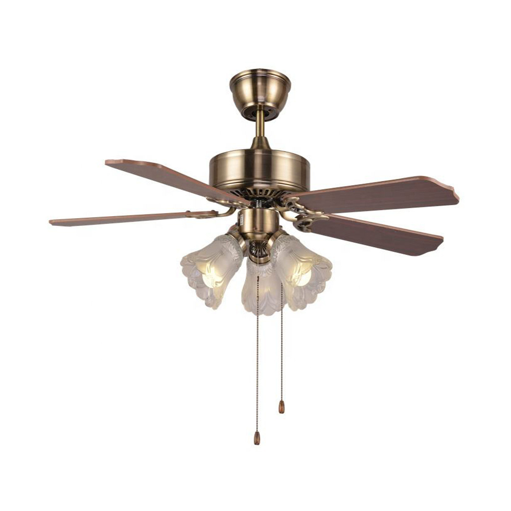 Factory direct sales 42-inch American retro AC reversible decorative ceiling light ceiling fan with light kit