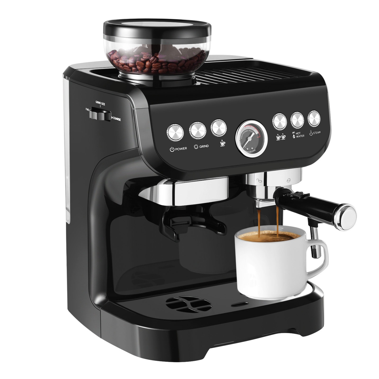 USA Warehouse Stainless Steel Espresso Machine Commercial Coffee Maker  Automatic Garland Steam Milk Frothing Machine