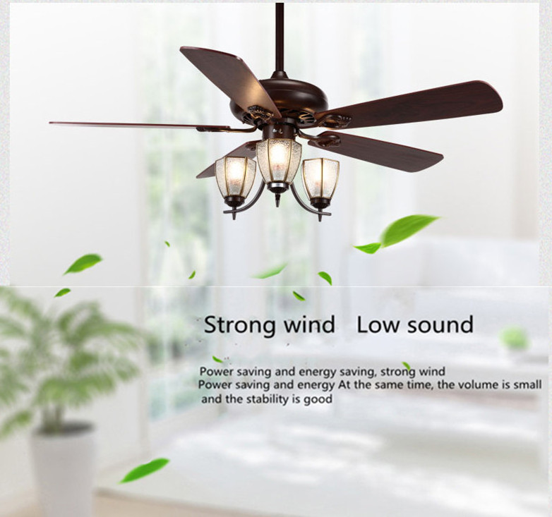 New Design Modern 46 inch Black 3 Blades Living Room Decorative Ceiling Fan With Light