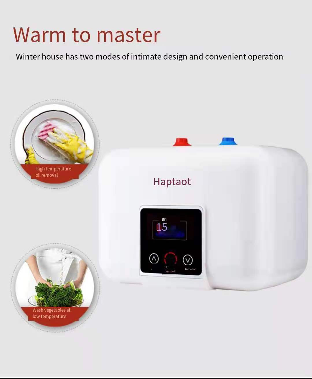 2KW instant shower mini electric tankless water heater for kitchen wash basin use