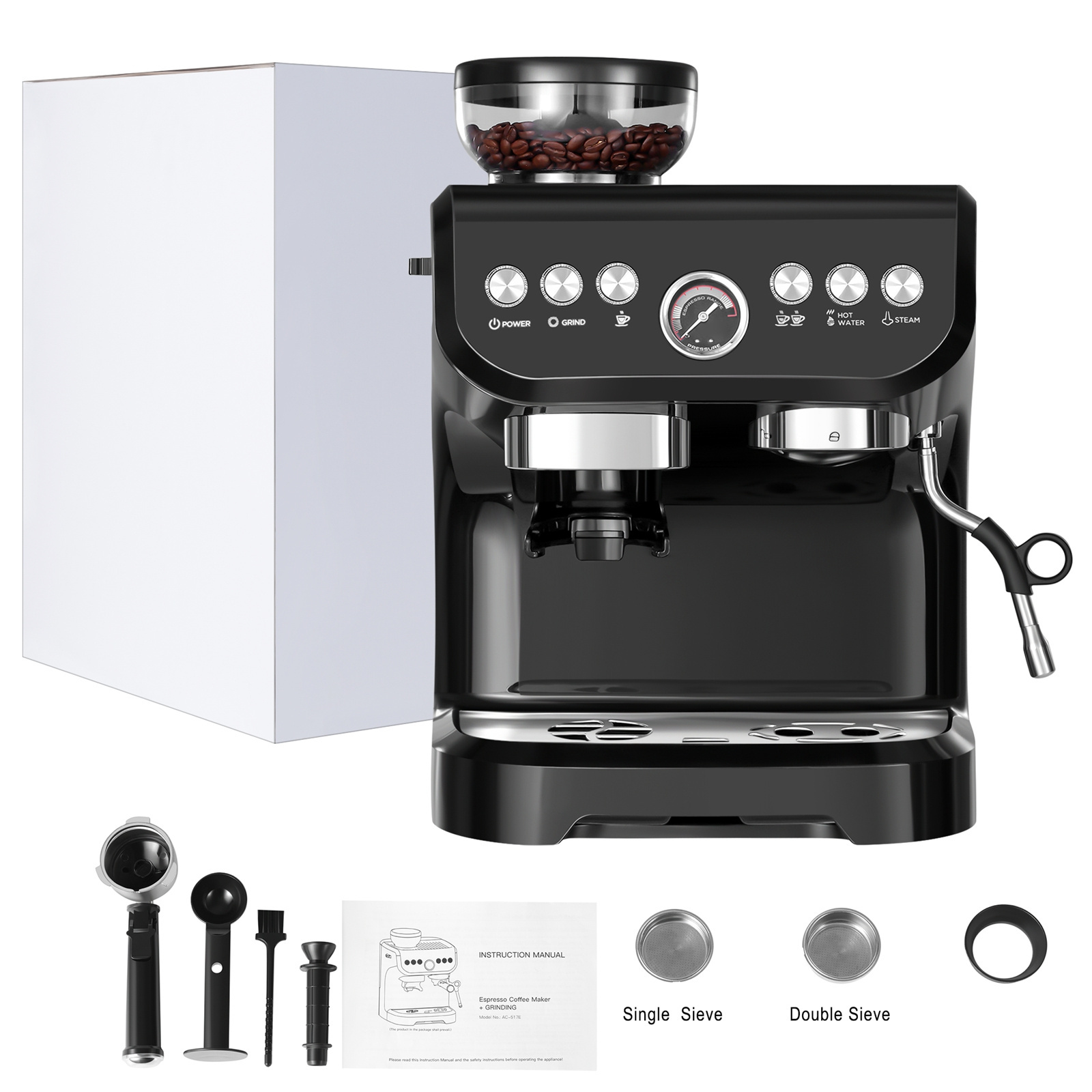 USA Warehouse High quality Programmable  19Bar  Coffee Maker  Machine Commercial Cafetera de Goteor Automatic Garland Steam