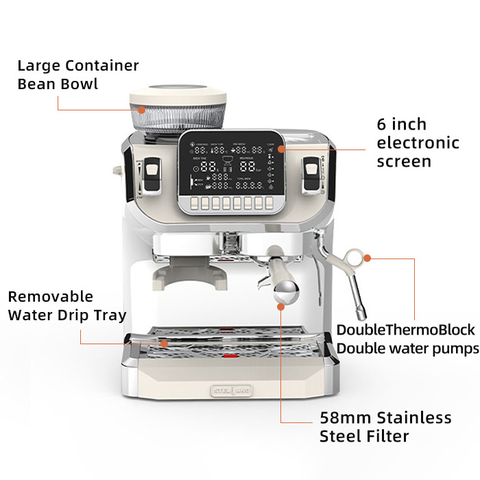 Profesional Barista Smart Coffee Makers Dual Boilerg Grinding  Express Espresso Machines