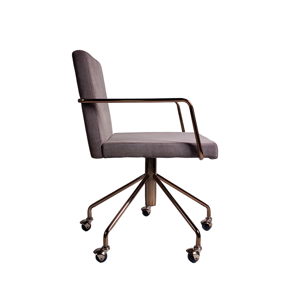 Lux Brown Excellent Quality Executive Ergonomic Swivel Velvet Metal Office Chair Luxury Home office furniture For Wholesale