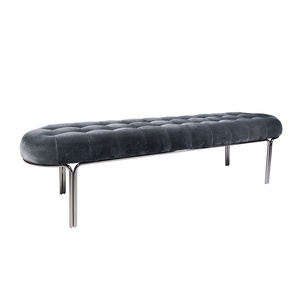 Opulence Hot Selling Premium Metal Fabric Faux Fur Upholstered Bench For Bedroom And Living Room