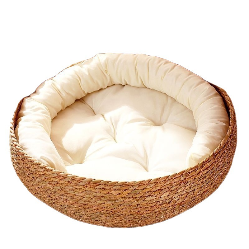 High Quality Made In China Cat-Shaped Hand-Woven Nest Natural Cattail Grass Basket 40*14Cm For Dog And Cat