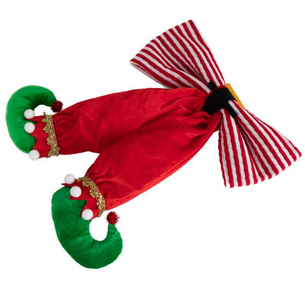 Elf Legs for Christmas Toy Decorations Stuffed Legs for Christmas Home Party Tree Fireplace Ornaments with Butterfly Knot