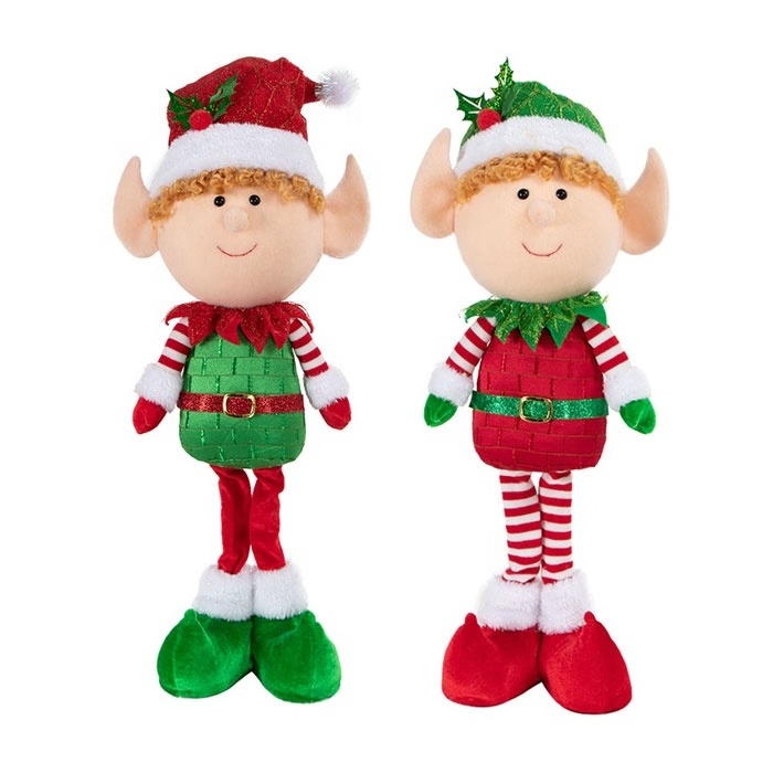 Elf Legs for Christmas Toy Decorations Stuffed Legs for Christmas Home Party Tree Fireplace Ornaments with Butterfly Knot