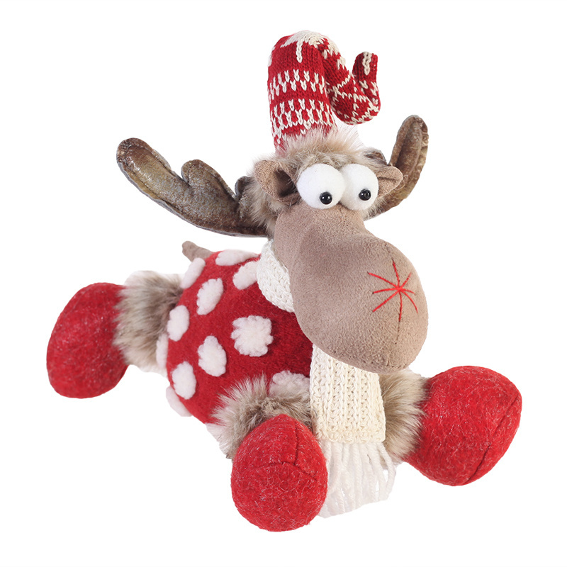 Classic plush doll toy holiday decoration red white spotted 22 inch four legs animated standing christmas reindeer