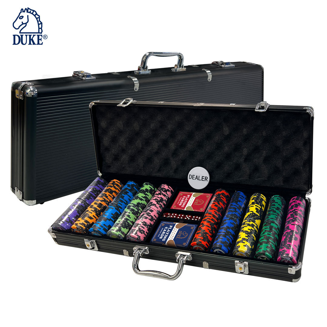 Easy to Carry 500 pcs Chips Poker & Dice Set in Aluminum Case with Handle for Entertainment