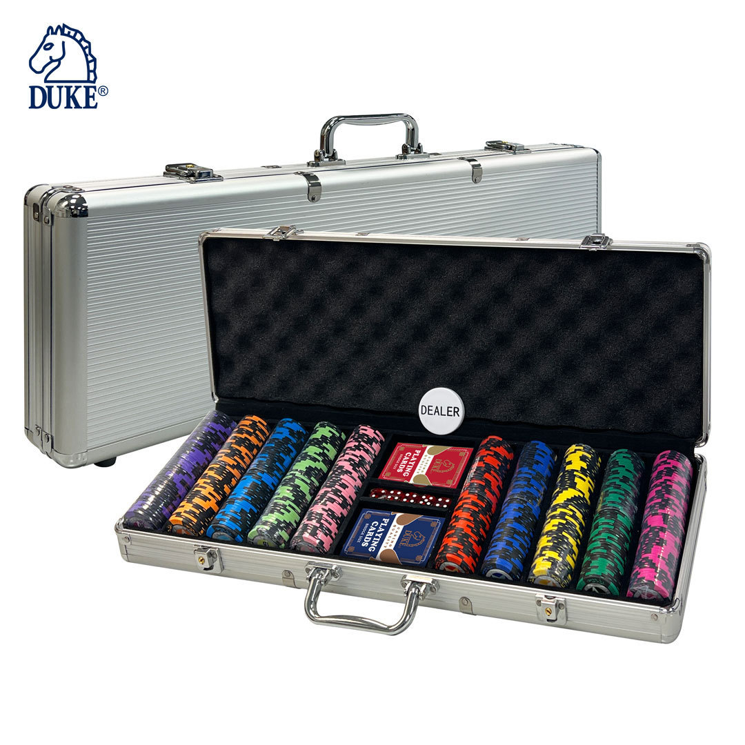 Easy to Carry 500 pcs Chips Poker & Dice Set in Aluminum Case with Handle for Entertainment