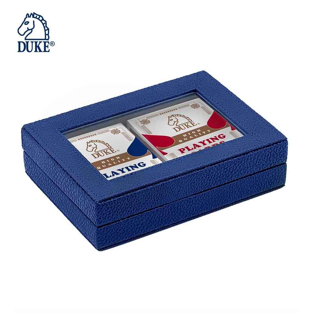 poker Game Casino Full Playing Card Double Deck faux leather Glass Top Gift Box Set