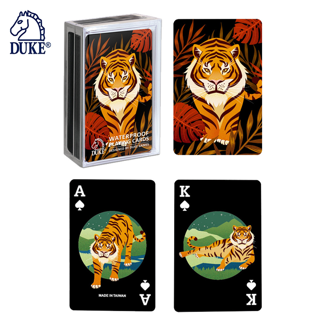 High Quality Chinese Tiger Year Special Design Black Plastic Poker Playing Cards