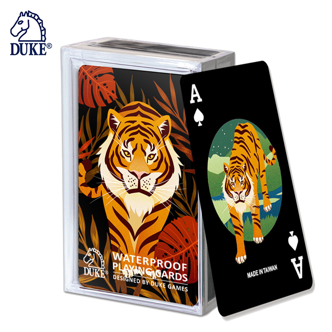 High Quality Chinese Tiger Year Special Design Black Plastic Poker Playing Cards