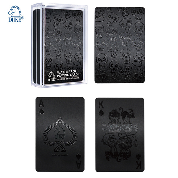 Full Black with Special Glory Line Design Halloween Theme 100% Waterproof Plastic Playing Cards