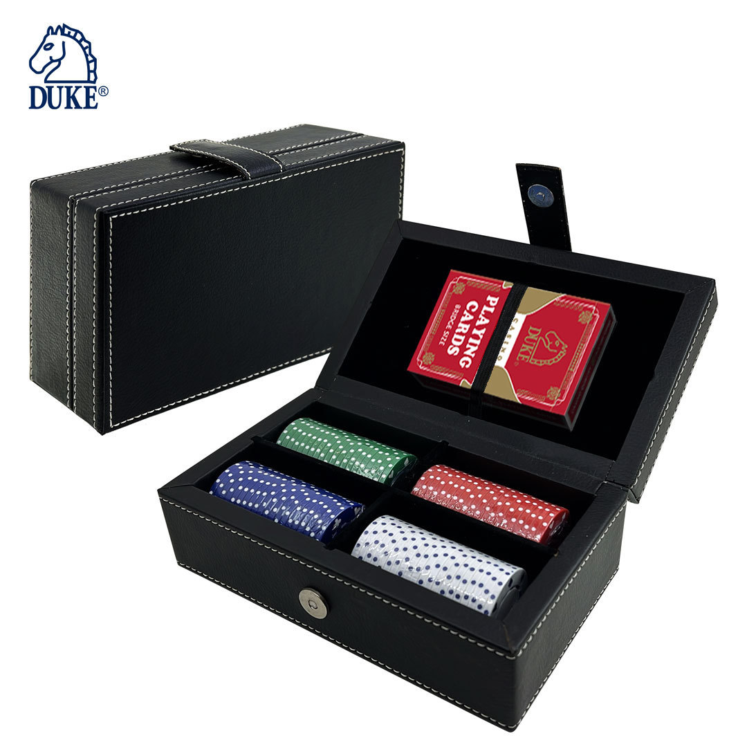 Poker Chip Set in Leather Case - 80 Pieces