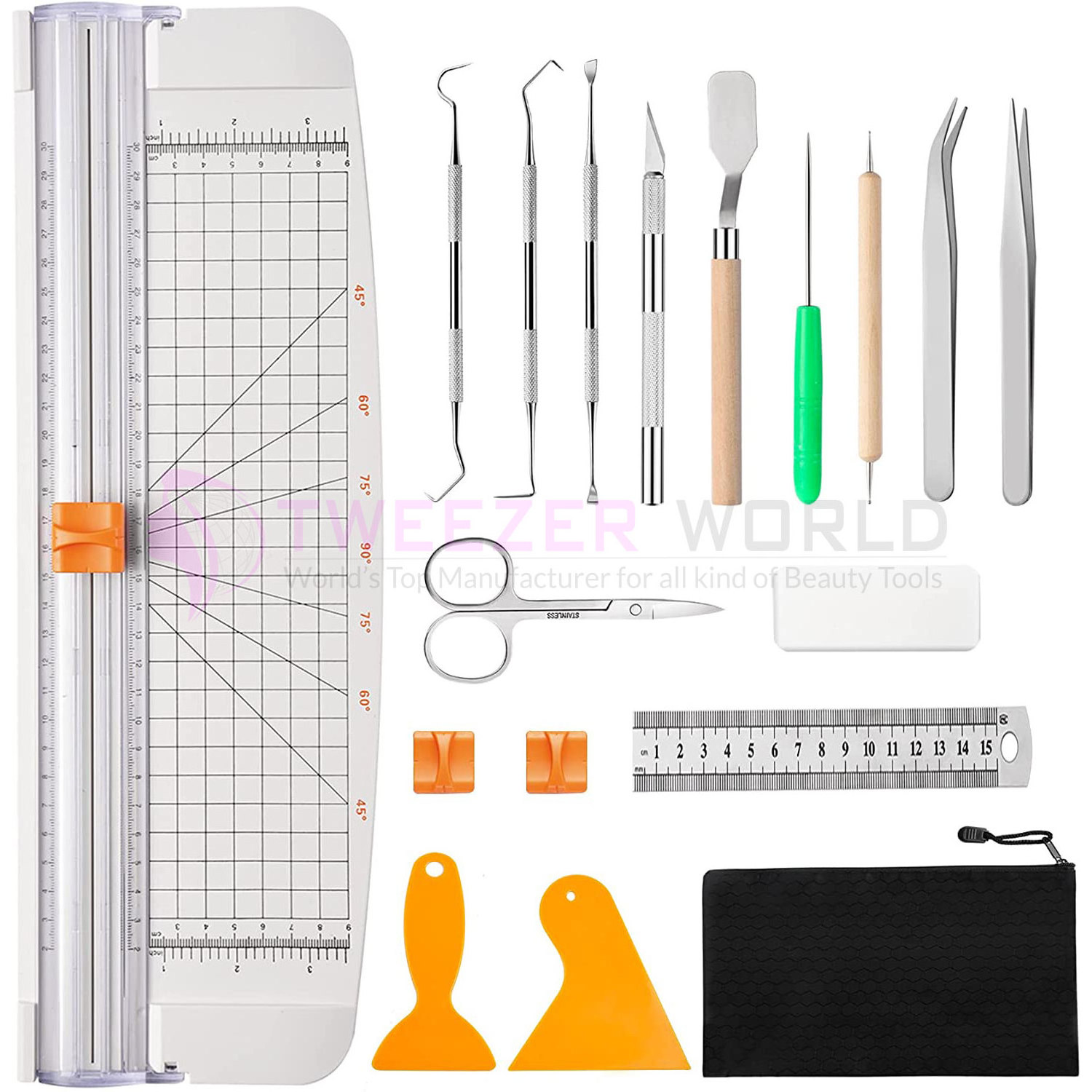 Craft Basic Set Craft Vinyl Tools with 12 inch Paper Trimmer Scrapbook Cutter for Weeding Vinyl, Silhouettes, Cameos, Lettering