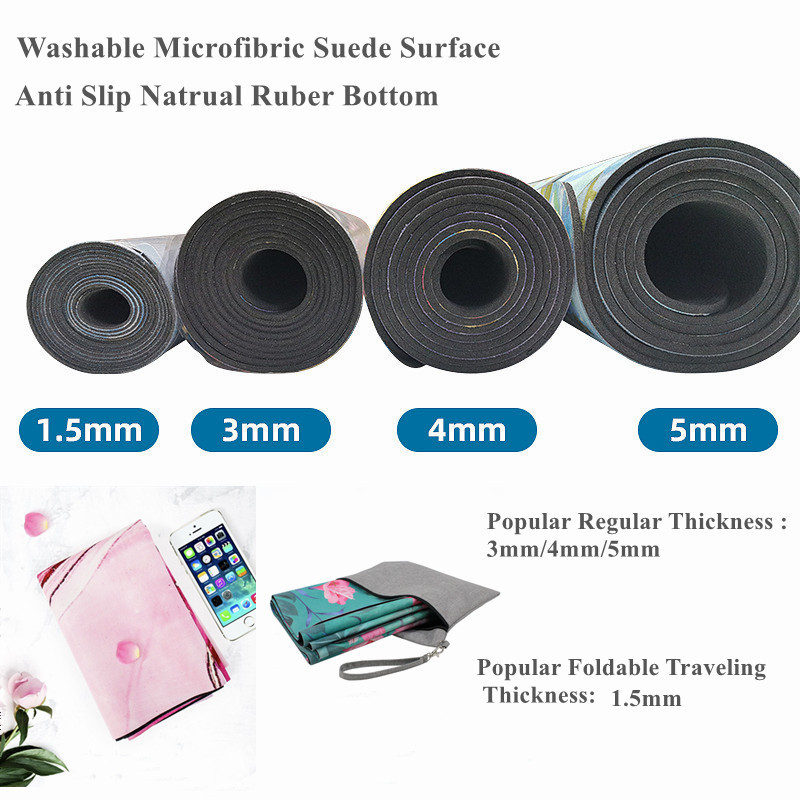 Wholesale Eco-Friendly 4mm Thick Natural Rubber Yoga Mat Custom Printed Design Non-Slip Suede Material with OEM Logo