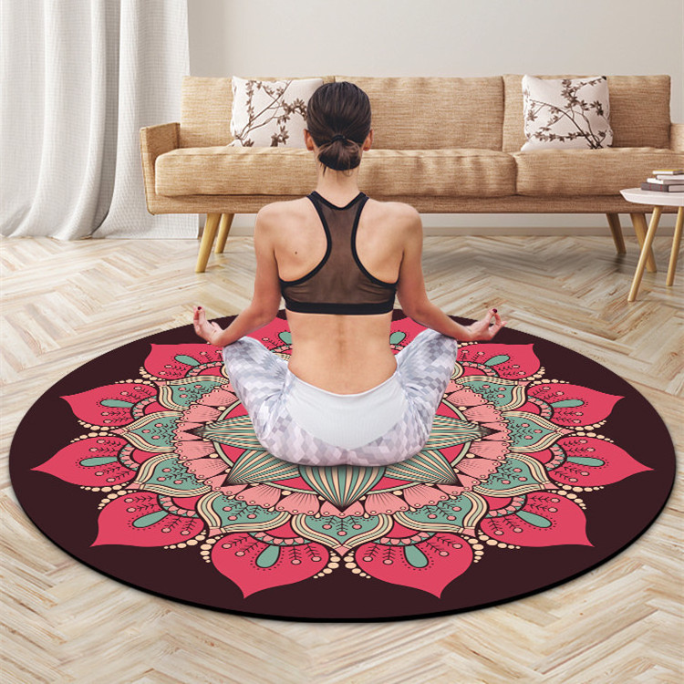 Customized  Eco Friendly Non Slip Exercise Workout Gym Meditation Jump Large Circular Circle Rubber PU Round Yoga Mat 140 cm