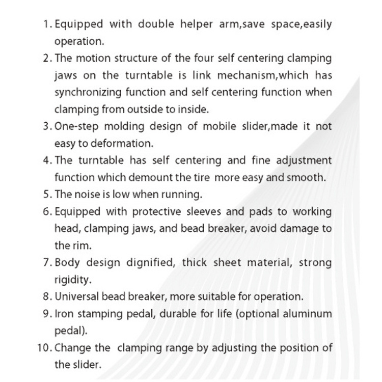 double Assist Arm Tyre Changing Machine from tire changer manufacturer