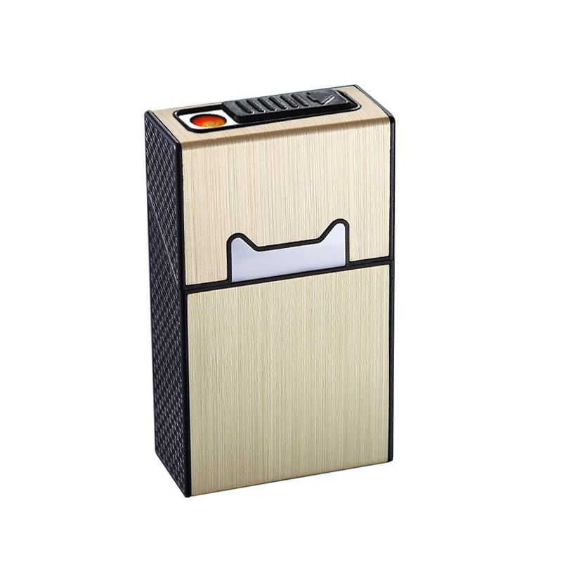 Wholesale Cigarette Box Electric Coil Lighter USB Charging Smoking Tool Cigar Accessories Travel Cigarette Cases