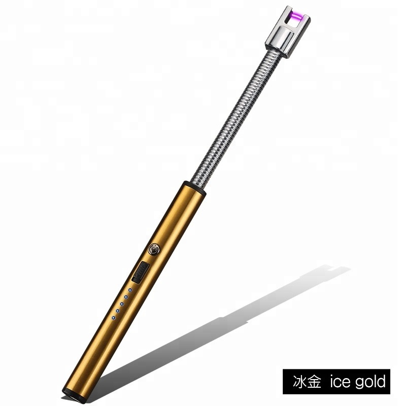 360 Rotate Long Neck Windproof Metal Plasma Lighter with Long Hand