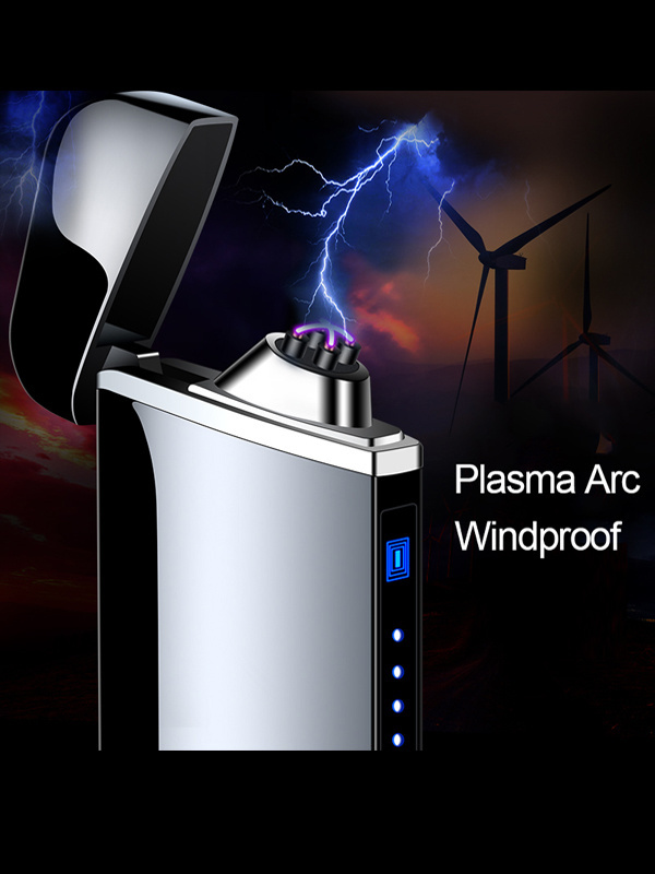 2023 NEW Windproof Custom Rechargeable USB Waterproof Electric Cigarette Lighter with LED Power Display